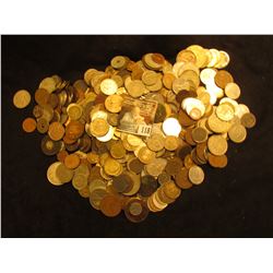 Large hoard of old Foreign Coins weighing approximately 5 pounds.
