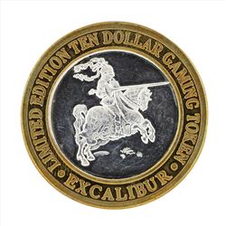 .999 Silver Excalibur Las Vegas $10 Casino Gaming Token Limited Edition