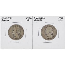 1932-S & 1932-D Washington Silver Quarter Coins