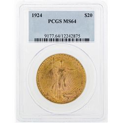 1924 $20 St. Gaudens Double Eagle Gold Coin PCGS MS64