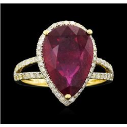 14KT Yellow Gold 6.14ct Ruby and Diamond Ring