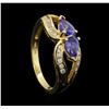 Image 4 : 14KT Yellow Gold 0.80ctw Tanzanite and Diamond Ring