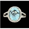 Image 1 : 14KT White Gold 5.00ctw Aquamarine and Diamond Ring