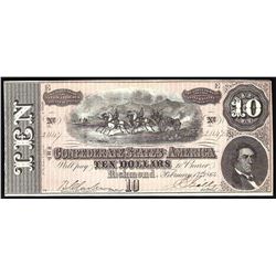 1864 $10 The Confederate States of America Note