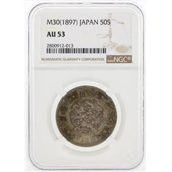 M30 (1897) Japan 50 Sen Silver Coin NGC AU53