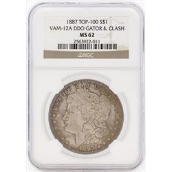 1887 $1 Morgan Silver Dollar Coin VAM-12A DDO Gator & Clash NGC MS62