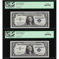 (2) Sequential 1957 $1 Silver Certificate STAR Notes PCGS Gem New 66PPQ