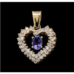 14KT Yellow Gold 0.86ct Tanzanite and Diamond Pendant