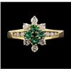 Image 1 : 14KT Yellow Gold 0.30ctw Emerald and Diamond Ring