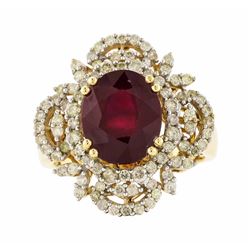 14KT Yellow Gold 5.00ct Ruby and Diamond Ring