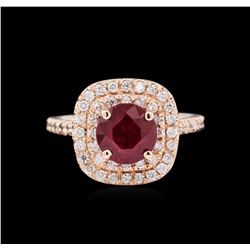 14KT Rose Gold 2.03ct Ruby and Diamond Ring