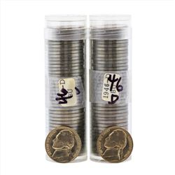 Lot of (2) 1946-D Brilliant Uncirculated Jefferson Nickel Rolls