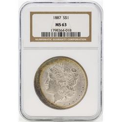 1887 $1 Morgan Silver Dollar Coin NGC MS63 Great Toning