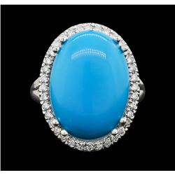 14KT White Gold 8.18ct Turquoise and Diamond Ring