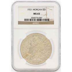 1921 $1 Morgan Silver Dollar Coin NGC MS65