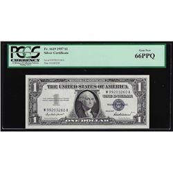 1957 $1 Silver Certificate Note PCGS Gem New 66PPQ