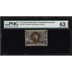 Five Cents Second Issue Fractional Currency Note without Surcharges PMG 63EPQ
