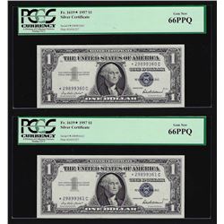 (2) Sequential 1957 $1 Silver Certificate STAR Notes PCGS Gem New 66PPQ