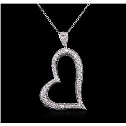 14KT White Gold 1.25ctw Diamond Heart Pendant With Chain