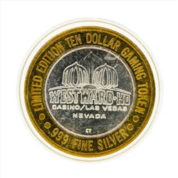 .999 Silver Westward Ho Casino Las Vegas $10 Casino Gaming Token Limited Edition