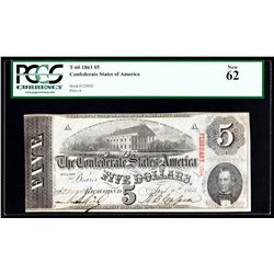 1863 $5 The Confederate States of America Note PCGS New 62