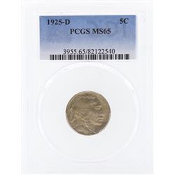 1925-D Buffalo Nickel Coin PCGS MS65