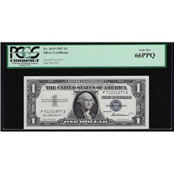 1957 $1 Silver Certificate Note PCGS Gem New 66PPQ
