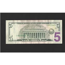 2006 $5 Federal Reserve Bank Note ERROR Ink Transfer on Reverse