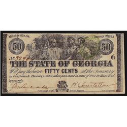 1863 Fifty Cents The State of Georgia Obsolete Note