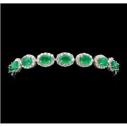 14KT White Gold 10.63ctw Emerald and Diamond Bracelet
