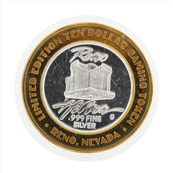 .999 Silver Reno Hilton $10 Casino Gaming Token Limited Edition