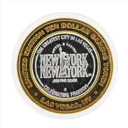 .999 Silver New York New York $10 Casino Gaming Token Limited Edition