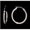 Image 2 : 10KT White Gold 0.25ctw Diamond Hoop Earrings