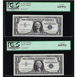 (2) Sequential 1957B $1 Silver Certificate Notes PCGS Gem New 66PPQ