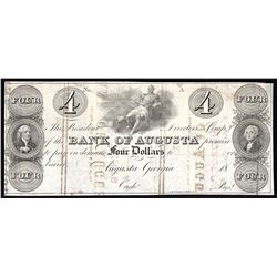 1800s $4 The Bank of Augusta Obsolete Bank Note