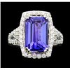 Image 1 : Platinum GIA Cert 6.26ct Tanzanite and Diamond Ring