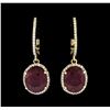 Image 1 : 14KT Yellow Gold 9.67ctw Ruby and Diamond Earrings