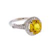 Image 2 : 14KT White Gold 3.86ctw Yellow Sapphire and Diamond Ring