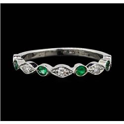 14KT White Gold 0.20ctw Emerald and Diamond Ring