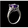 Image 4 : 14KT White Gold 5.46ct Amethyst and Diamond Ring