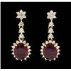 Image 1 : 14KT Yellow Gold 6.73ctw Ruby and Diamond Earrings