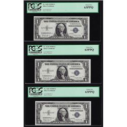 (3) Sequential 1935H $1 Silver Certificate Notes PCGS Choice New 63PPQ