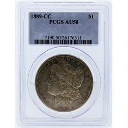 1889-CC $1 Morgan Silver Dollar Coin PCGS AU50