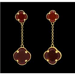 14KT Yellow Gold Ladies Quartz Four Leaf Clover Earrings