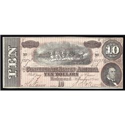 1864 $10 The Confederate States of America Note