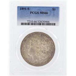 1891-S $1 Morgan Silver Dollar Coin PCGS MS66