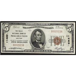 1929 $5 Niagara Falls New York National Currency Note