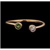 Image 1 : 14KT Rose Gold Green Quartz and Diamond Ring
