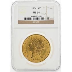1904 $20 Liberty Head Double Eagle Gold Coin NGC MS64