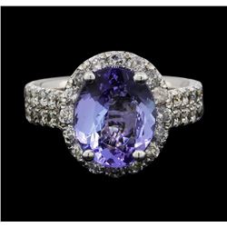 14KT White Gold 3.29ct Tanzanite and Diamond Ring